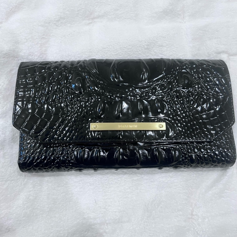 Brahmin Black Crocodile Embossed Wristlet